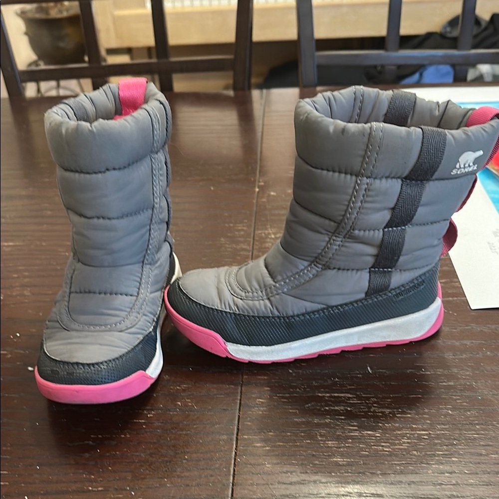 Kids Gray and Pink Winter Boots
